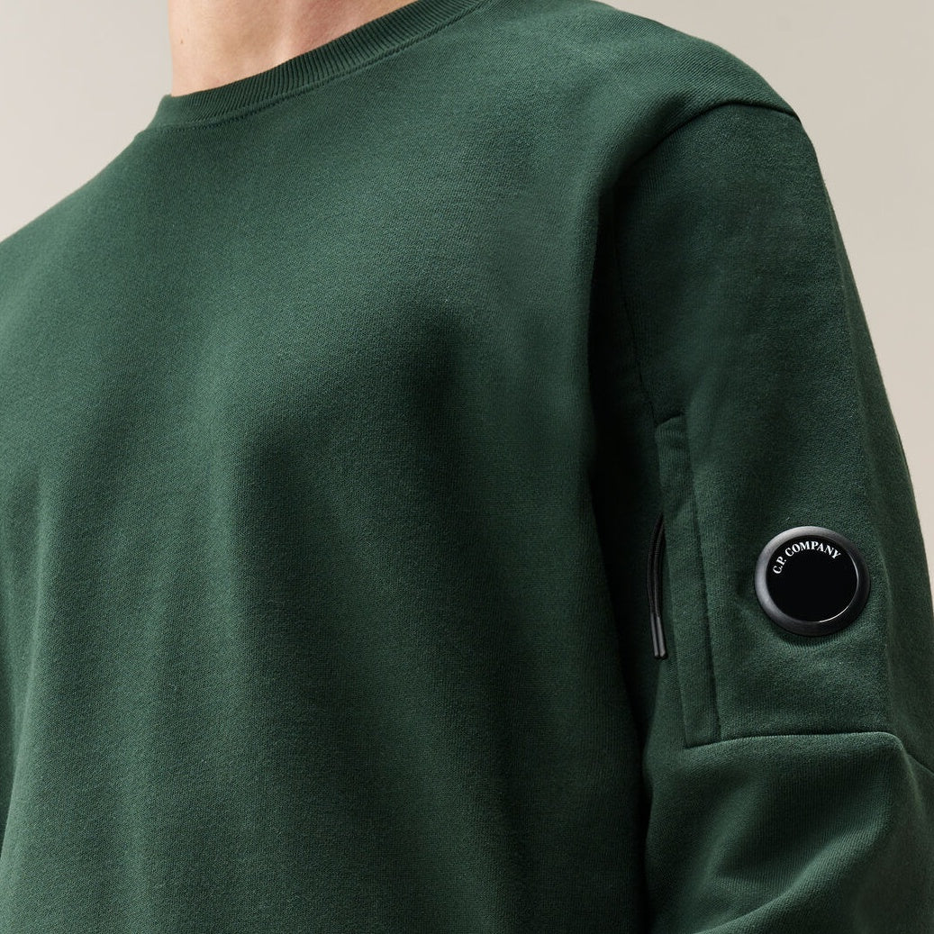 CP Company Diagonal Raised Fleece Lens Sweater Donker Groen