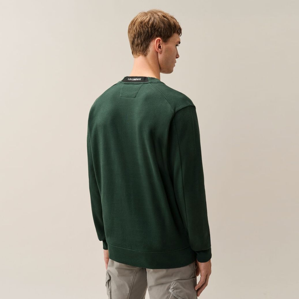 CP Company Diagonal Raised Fleece Lens Sweater Donker Groen