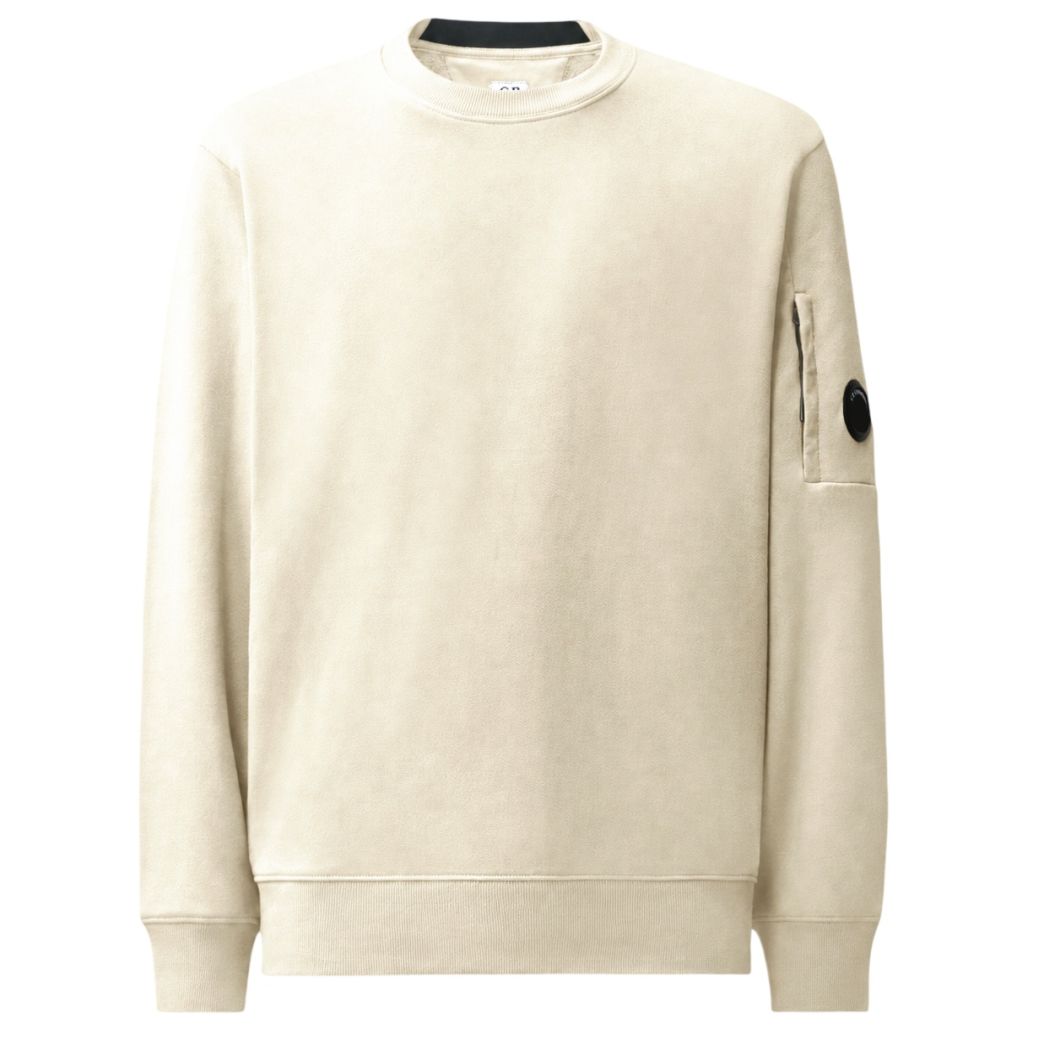 CP Company Diagonal Raised Fleece Lens Sweater Off White