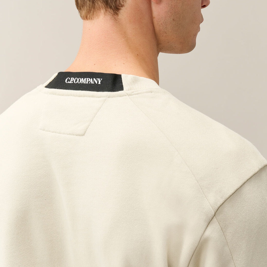 CP Company Diagonal Raised Fleece Lens Sweater Off White