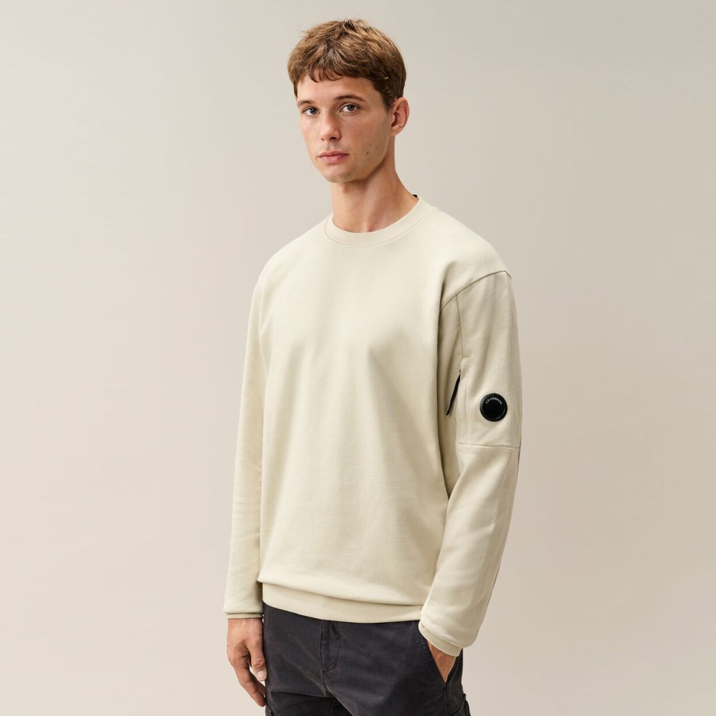CP Company Diagonal Raised Fleece Lens Sweater Off White