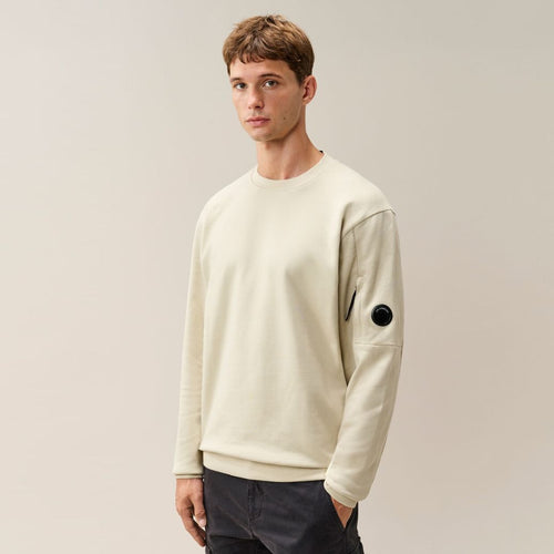 CP Company Diagonal Raised Fleece Lens Sweater Off White