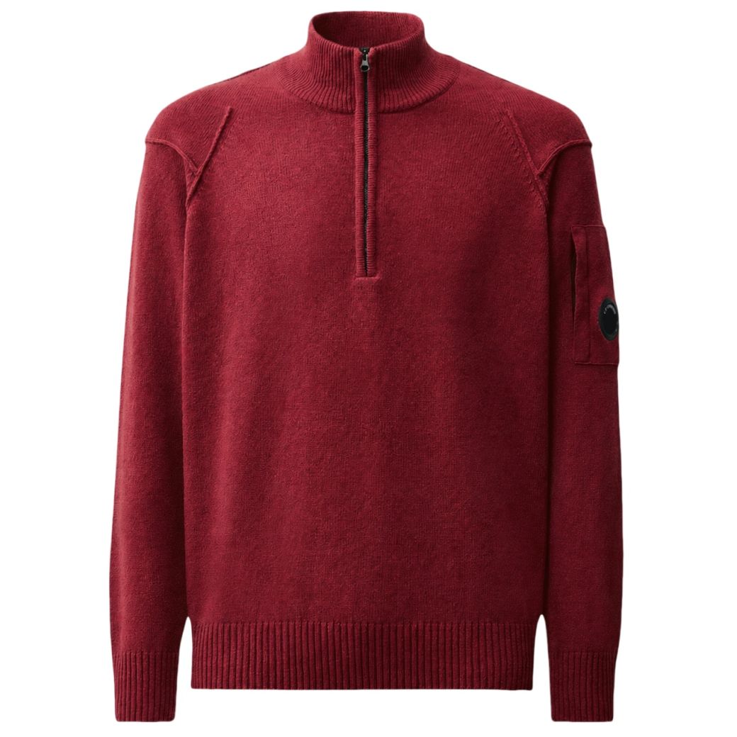 CP Company Lambswool GRS Half Zipped Knit Sweater Rood
