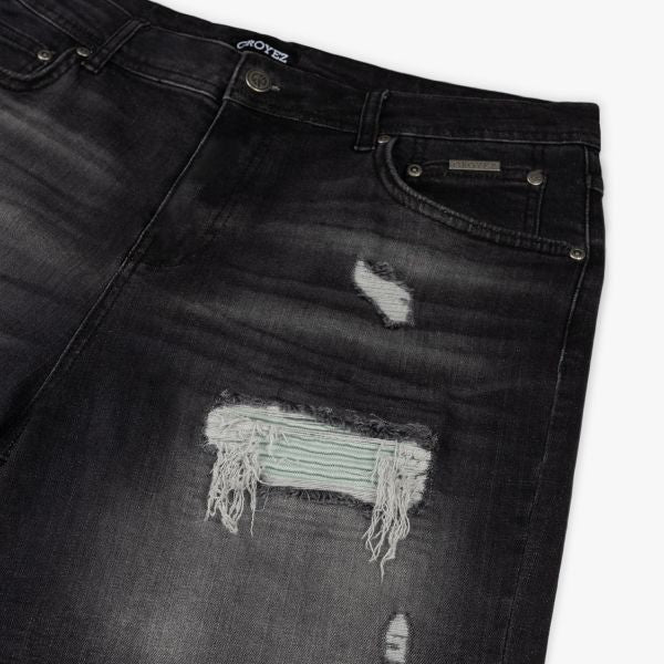 Croyez CH1 Distressed Denim Korte Broek Zwart