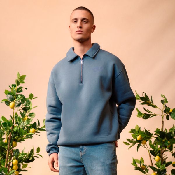 Croyez Fraternité Half Zip Sweater Blauw