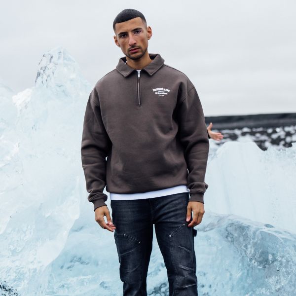 Croyez Fraternité Ultime Half Zip Sweater Bruin
