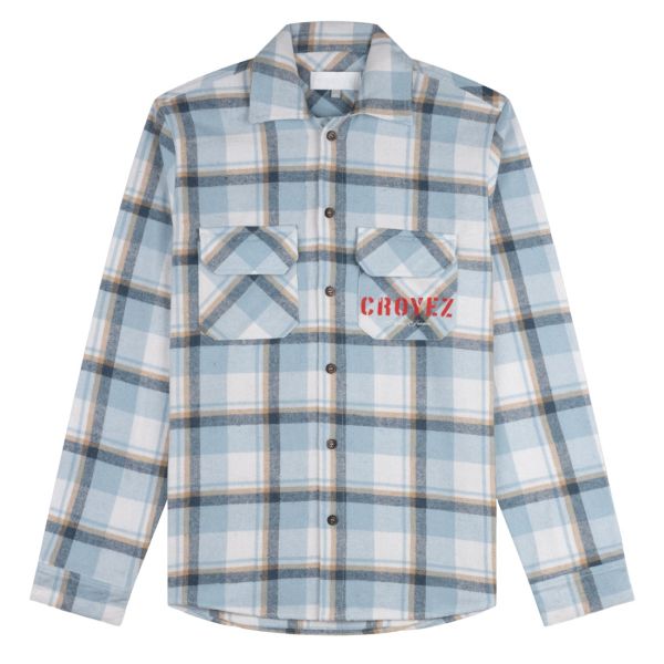 Croyez Interbellum Flannel Overshirt Licht Blauw