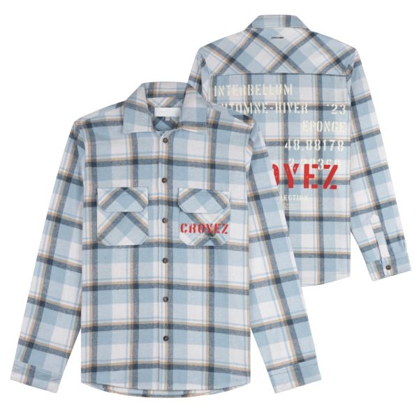 Croyez Interbellum Flannel Overshirt Licht Blauw