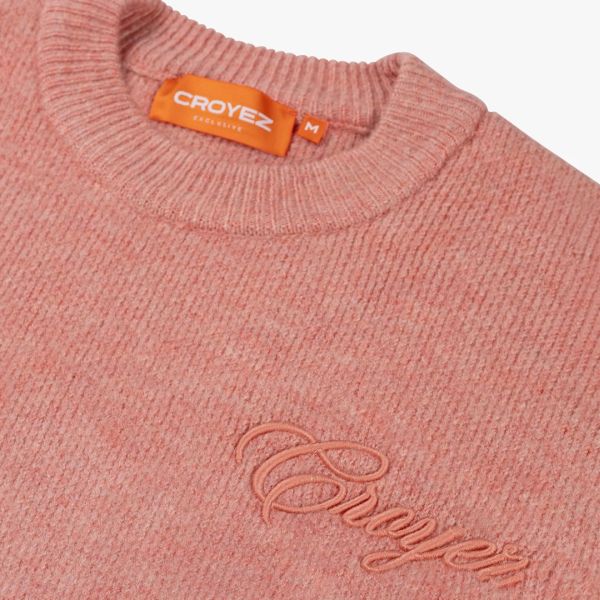 Croyez Script Knit Sweater Coral