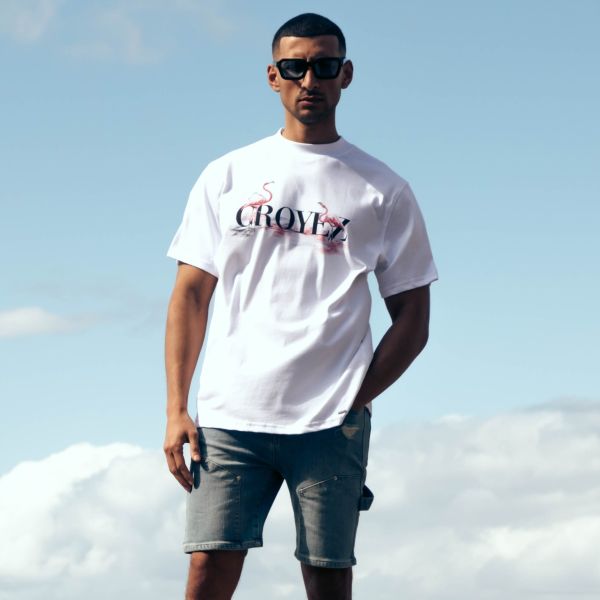 Croyez Pink Flamingo T-shirt Wit