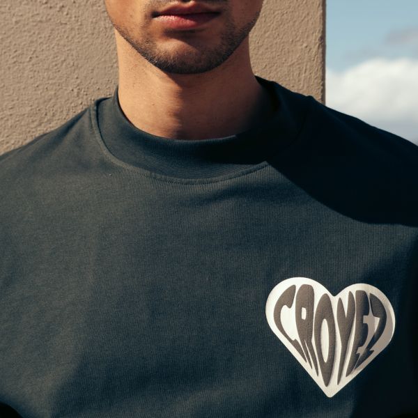 Croyez Puffed Heart T-shirt Donker Groen