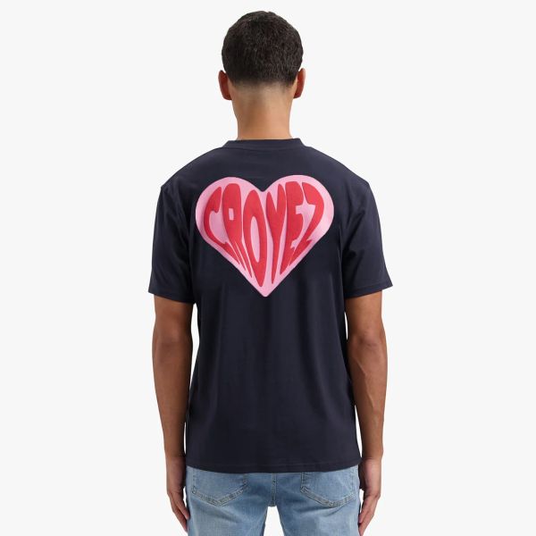 Croyez Puffed Heart T-shirt Navy