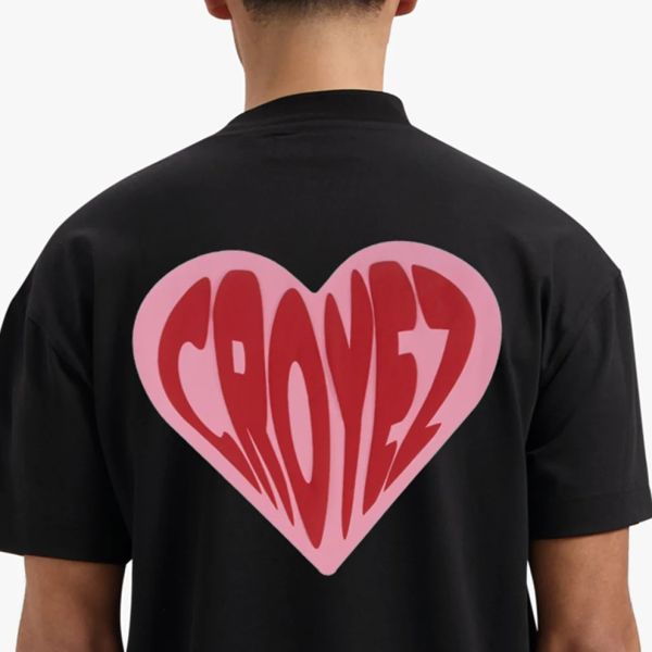 Croyez Puffed Heart T-shirt Zwart