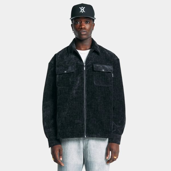 Daily Paper Hakim Velvet Overshirt Zwart