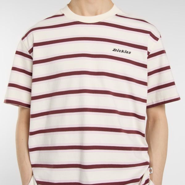 Dickies York Stripe T-shirt Off White/Rood