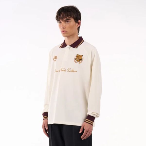 Don't Waste Culture Johan Football Longsleeve Polo Off White