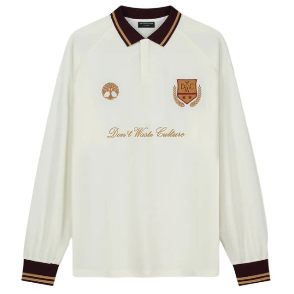 Don't Waste Culture Johan Football Longsleeve Polo Off White