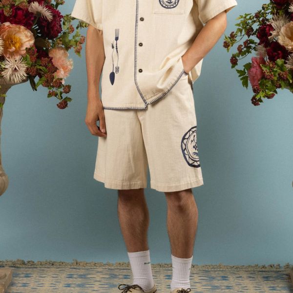 Drôle De Monsieur Art de la Table Korte Broek Off White