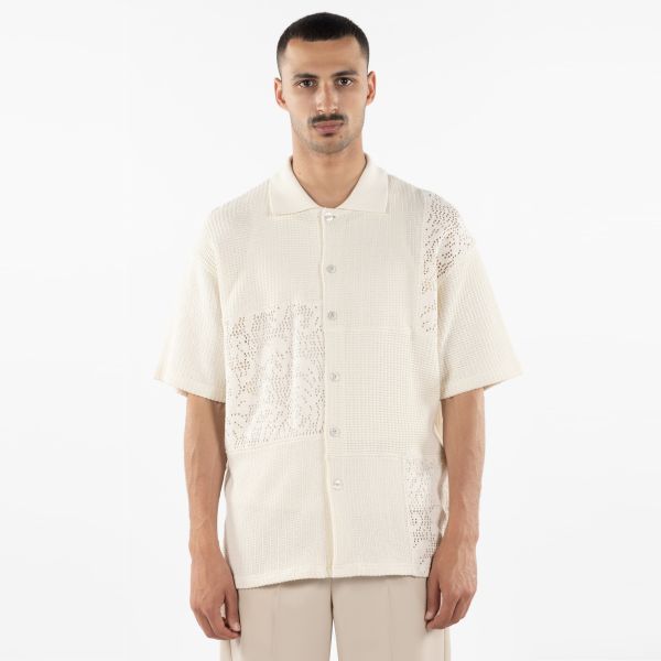 Drôle De Monsieur La Chemise Patchwork Overhemd Off White