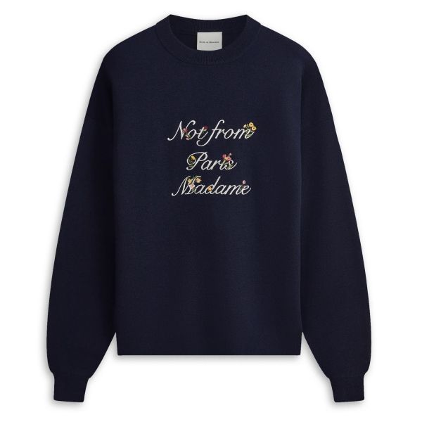 Drôle De Monsieur La Maille Slogan à Fleurs Sweater Navy