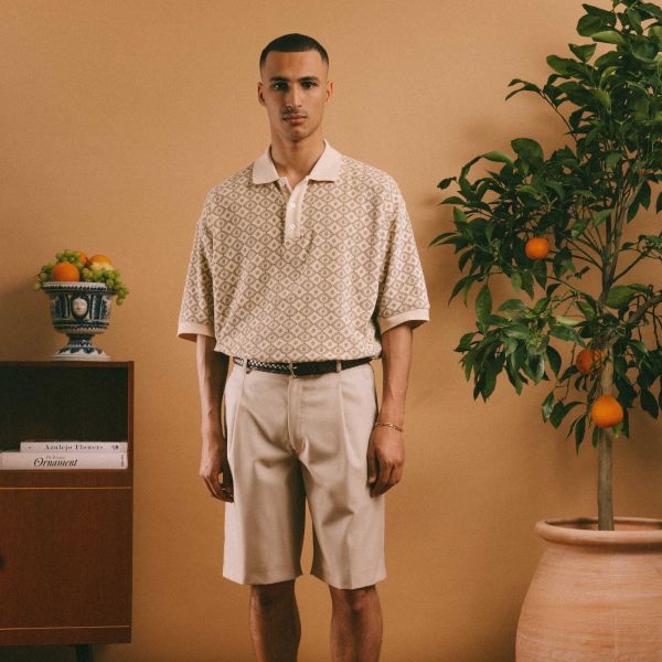 Drôle De Monsieur Le Velours Monogramme Polo Beige
