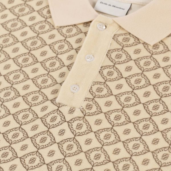Drôle De Monsieur Le Velours Monogramme Polo Beige