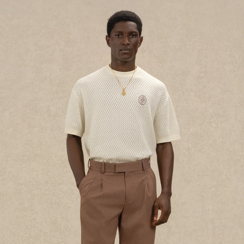 Drôle De Monsieur Maille Ajourée D Miroir T-shirt Off White