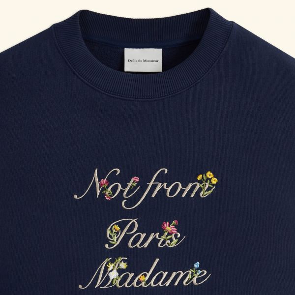 Drôle De Monsieur Slogan à Fleurs Sweater Navy