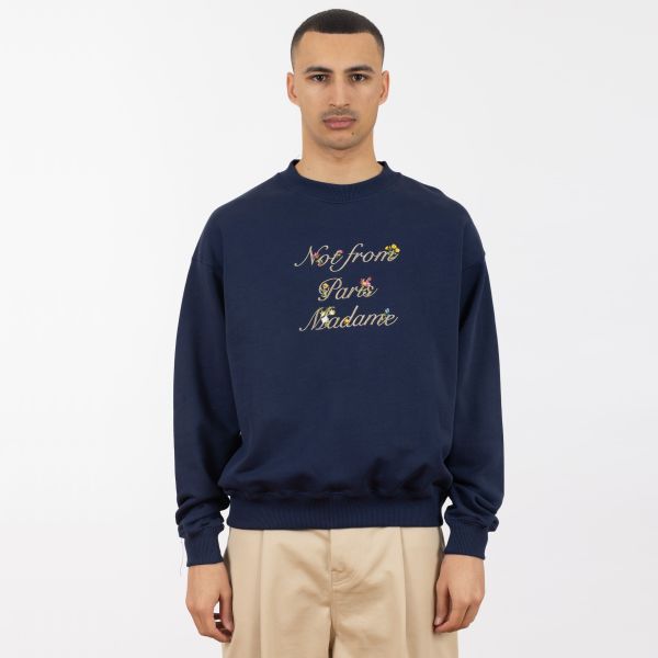 Drôle De Monsieur Slogan à Fleurs Sweater Navy