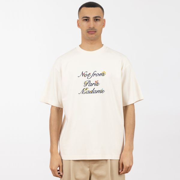 Drôle De Monsieur Slogan à Fleurs T-shirt Off White