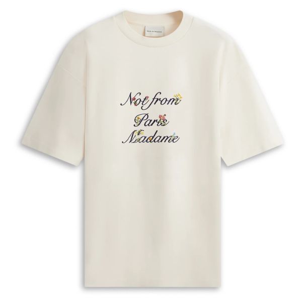 Drôle De Monsieur Slogan à Fleurs T-shirt Off White