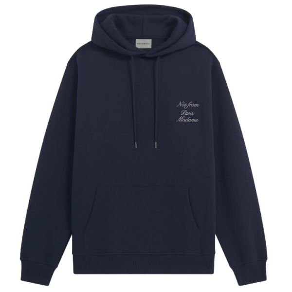 Drôle De Monsieur Slogan Calligraphy Hoodie Navy