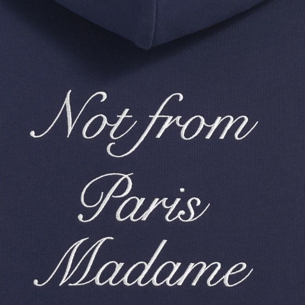 Drôle De Monsieur Slogan Calligraphy Hoodie Navy