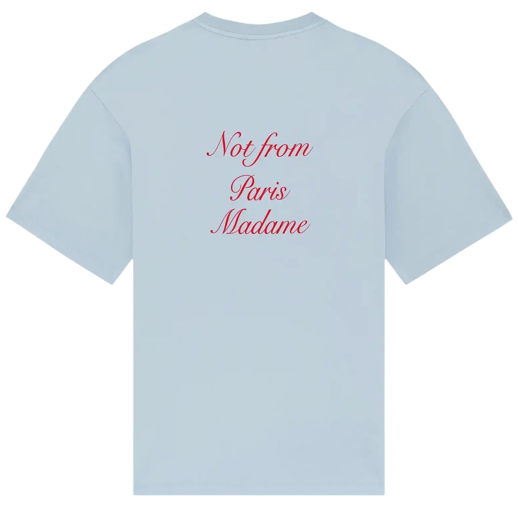 Drôle De Monsieur Slogan Calligraphy T-shirt Licht Blauw