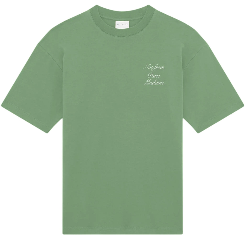 Drôle De Monsieur Slogan Calligraphy T-shirt Licht Groen