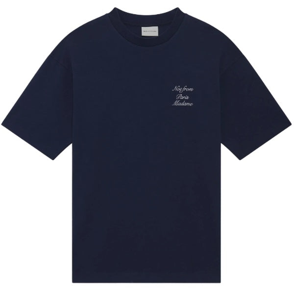 Drôle De Monsieur Slogan Calligraphy T-shirt Navy