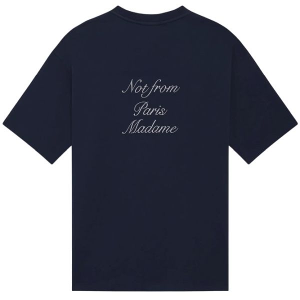 Drôle De Monsieur Slogan Calligraphy T-shirt Navy