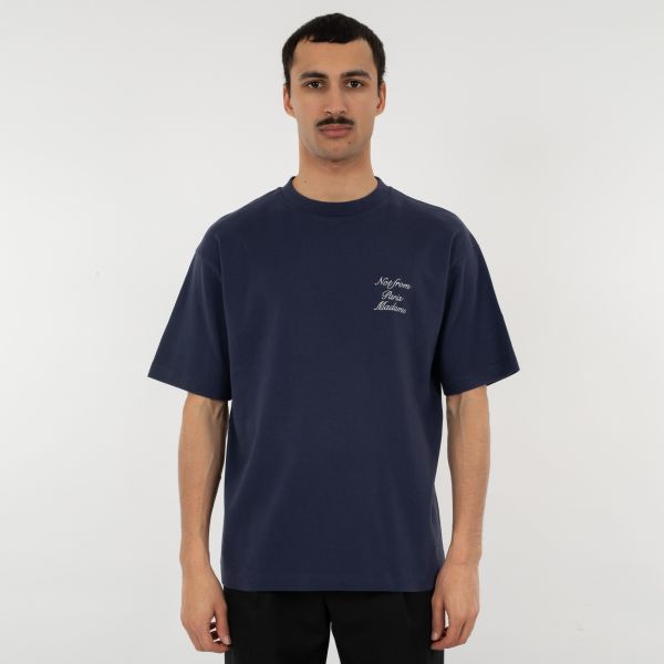 Drôle De Monsieur Slogan Calligraphy T-shirt Navy