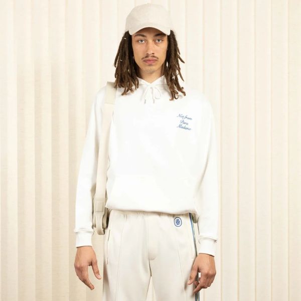 Drôle De Monsieur Slogan Cursive Hoodie Off White