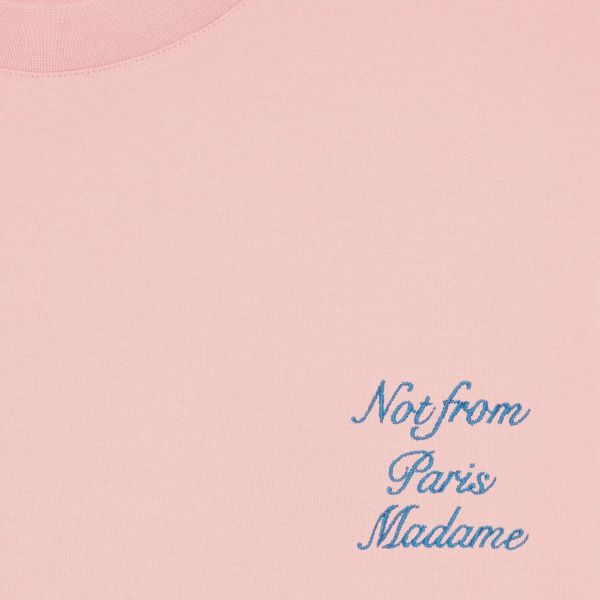 Drôle De Monsieur Slogan Cursive T-shirt Roze