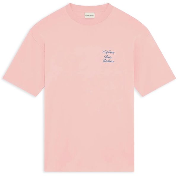 Drôle De Monsieur Slogan Cursive T-shirt Roze