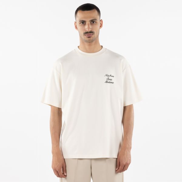 Drôle De Monsieur Slogan Cursive T-shirt Off White