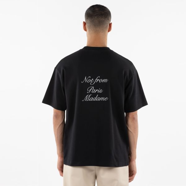 Drôle De Monsieur Slogan Cursive T-shirt Zwart
