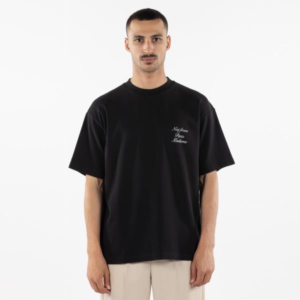 Drôle De Monsieur Slogan Cursive T-shirt Zwart