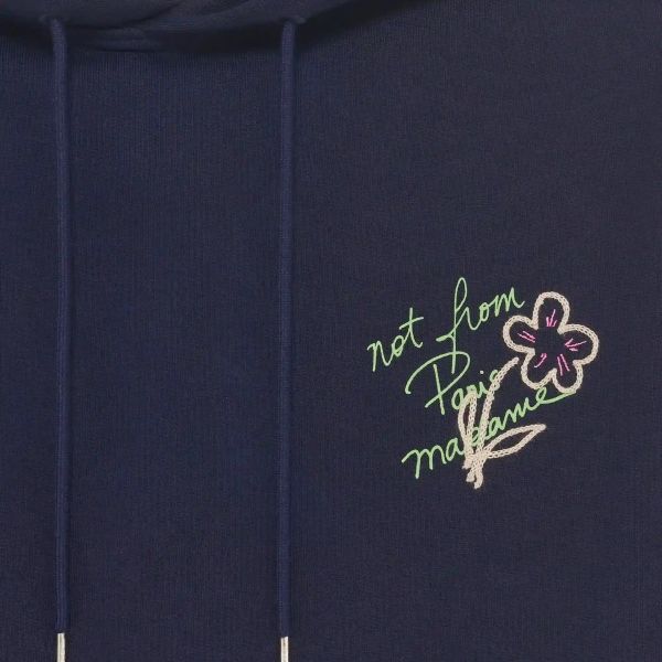 Drôle De Monsieur Slogan Esquisse Hoodie Navy