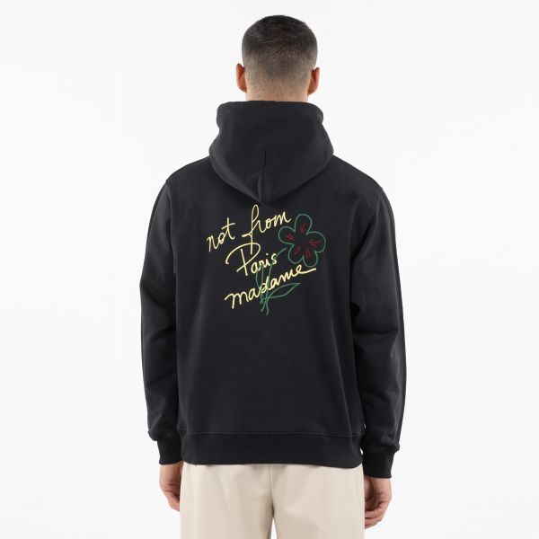 Drôle De Monsieur Slogan Esquisse Hoodie Zwart