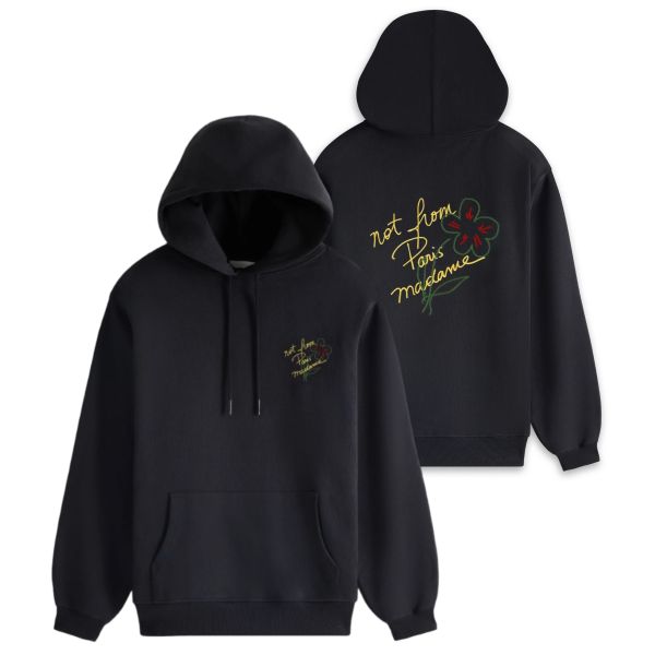 Drôle De Monsieur Slogan Esquisse Hoodie Zwart