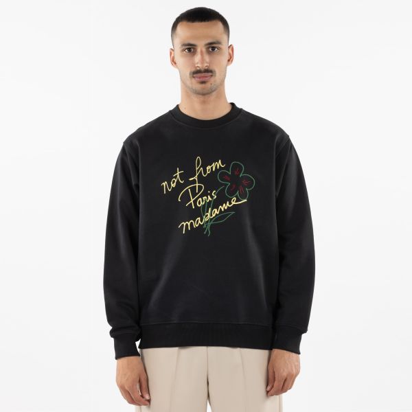 Drôle De Monsieur Slogan Esquisse Sweater Zwart