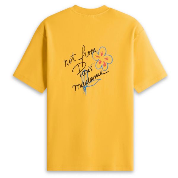 Drôle De Monsieur Slogan Esquisse T-shirt Geel