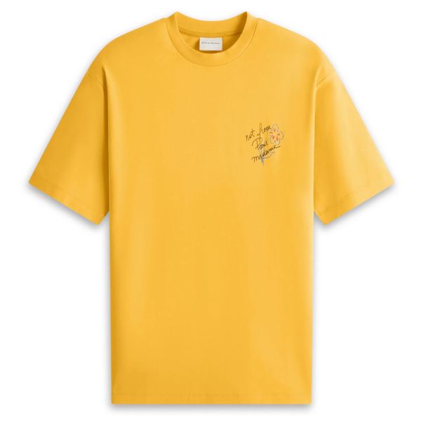 Drôle De Monsieur Slogan Esquisse T-shirt Geel
